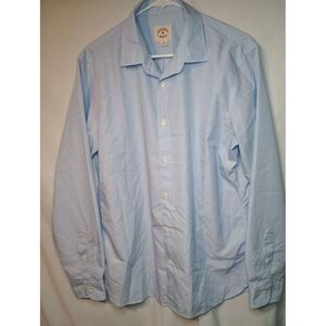 Brooks Brothers Red‎ Fleece Chambray Shirt Mens Large Blue Classic Preppy Basic